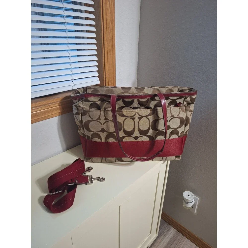 Coach Large Diaper Bag brown red/burgundy